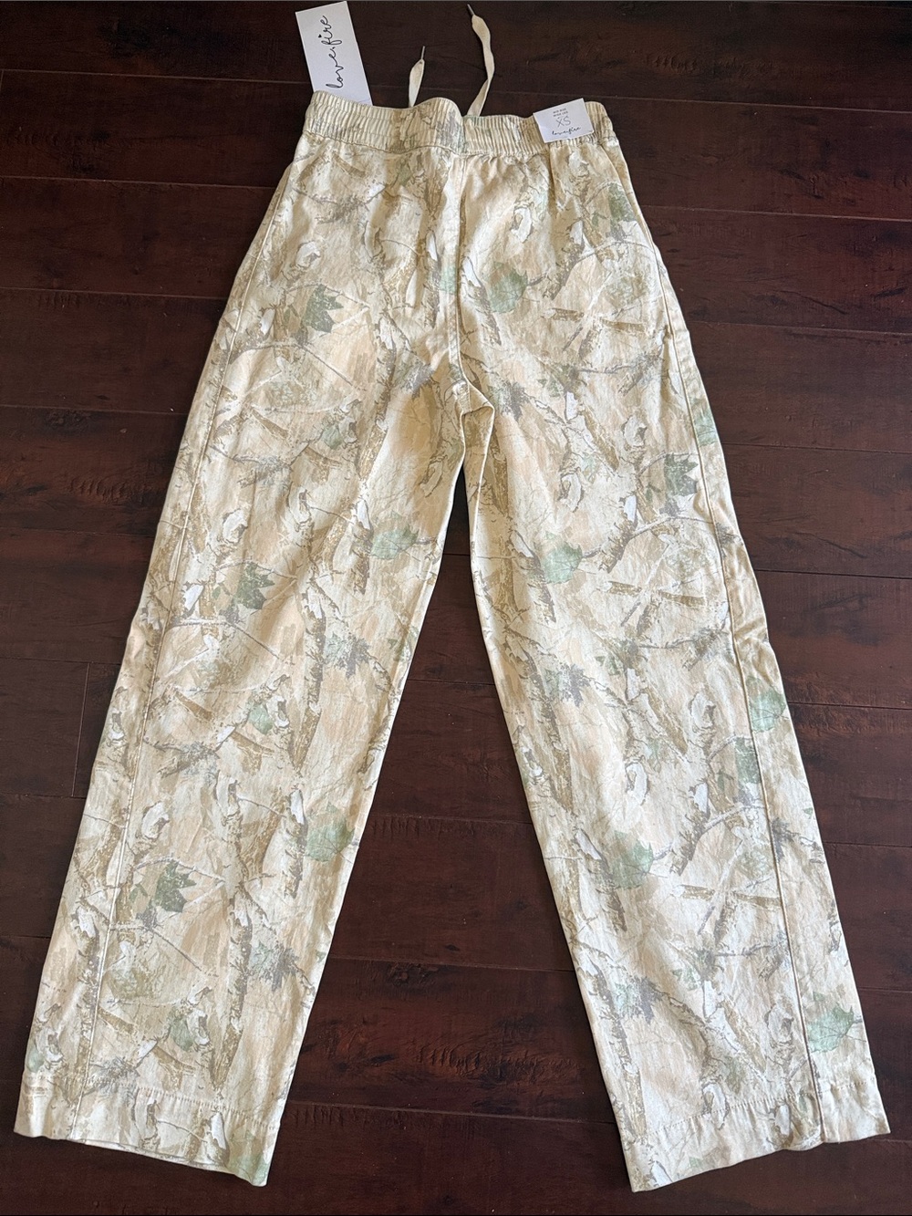 love, Fire Beige Camouflage Joggers with Subtle Green Print - Picture 3 of 11
